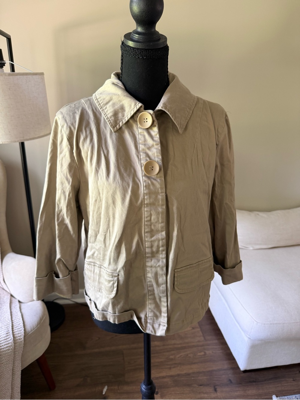 Ami Women's Beige Trench Jacket with Large Buttons